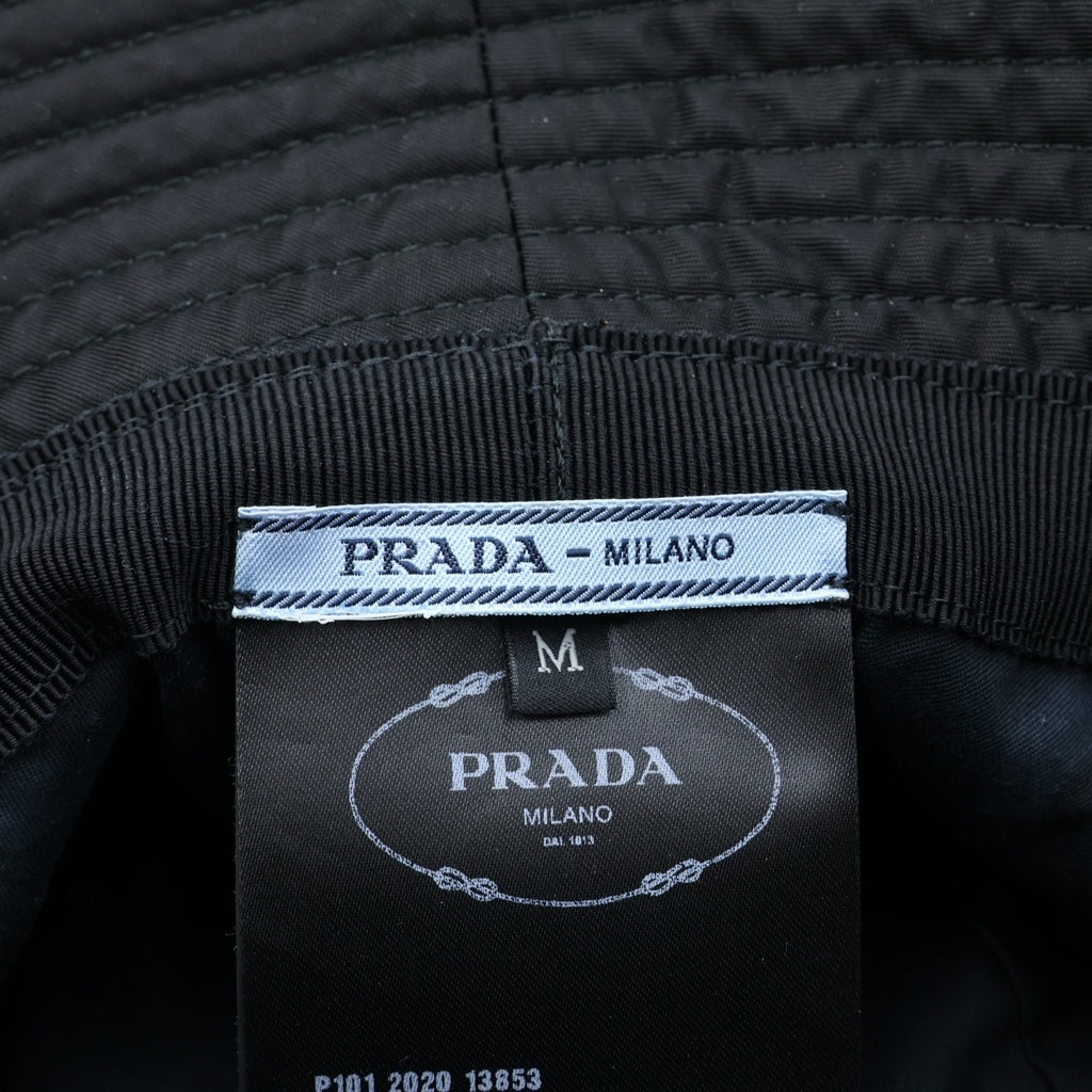 PRADA(プラダ) トライアングルロゴ テスート ナイロン バケットハット バケハ 帽子 #M ブラック 1HC137