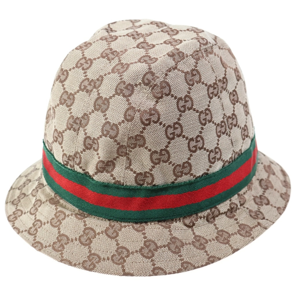 GUCCI(グッチ) GGキャンバス シェリーライン ポリエステル×コットン バケットハット バケハ 帽子 #XL ベージュ