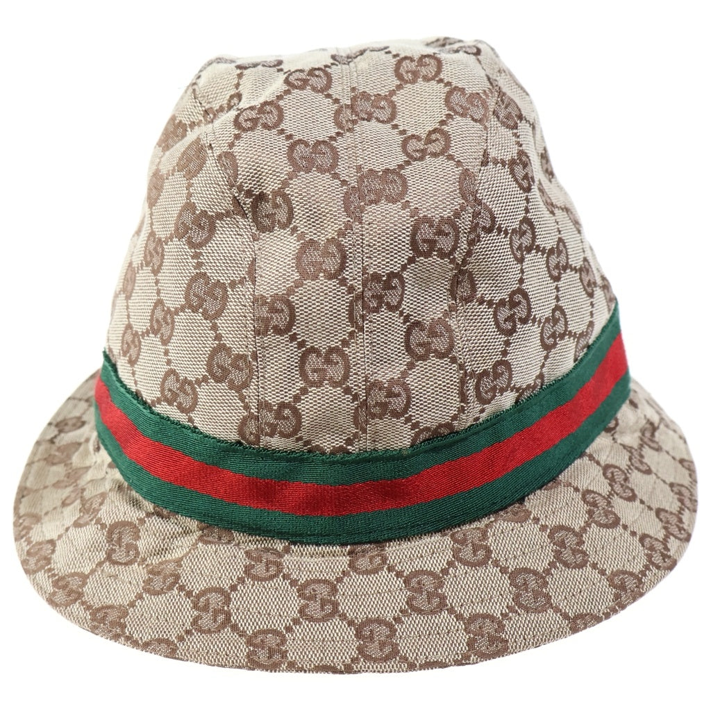 GUCCI(グッチ) GGキャンバス シェリーライン ポリエステル×コットン バケットハット バケハ 帽子 #XL ベージュ