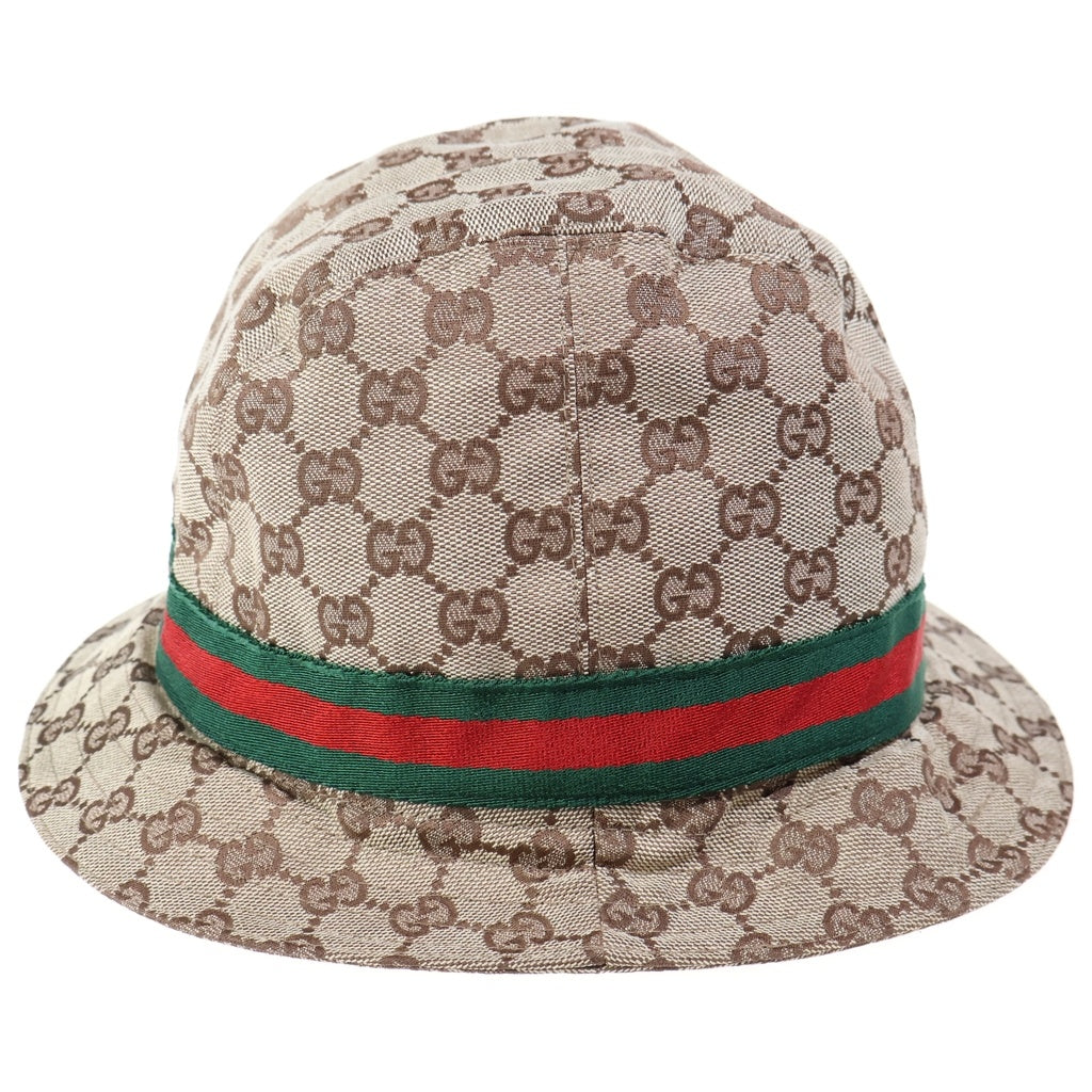 GUCCI(グッチ) GGキャンバス シェリーライン ポリエステル×コットン バケットハット バケハ 帽子 #XL ベージュ