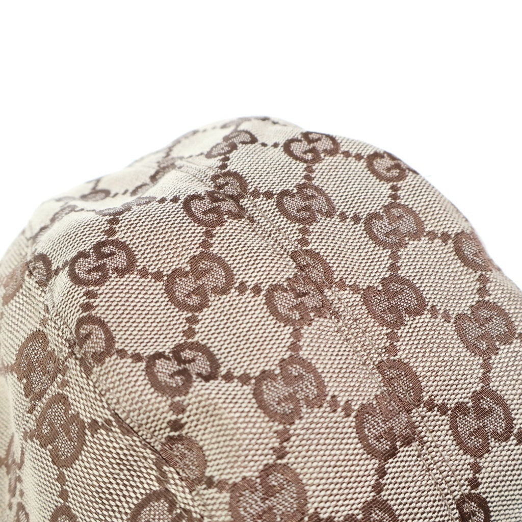 GUCCI(グッチ) GGキャンバス シェリーライン ポリエステル×コットン バケットハット バケハ 帽子 #XL ベージュ