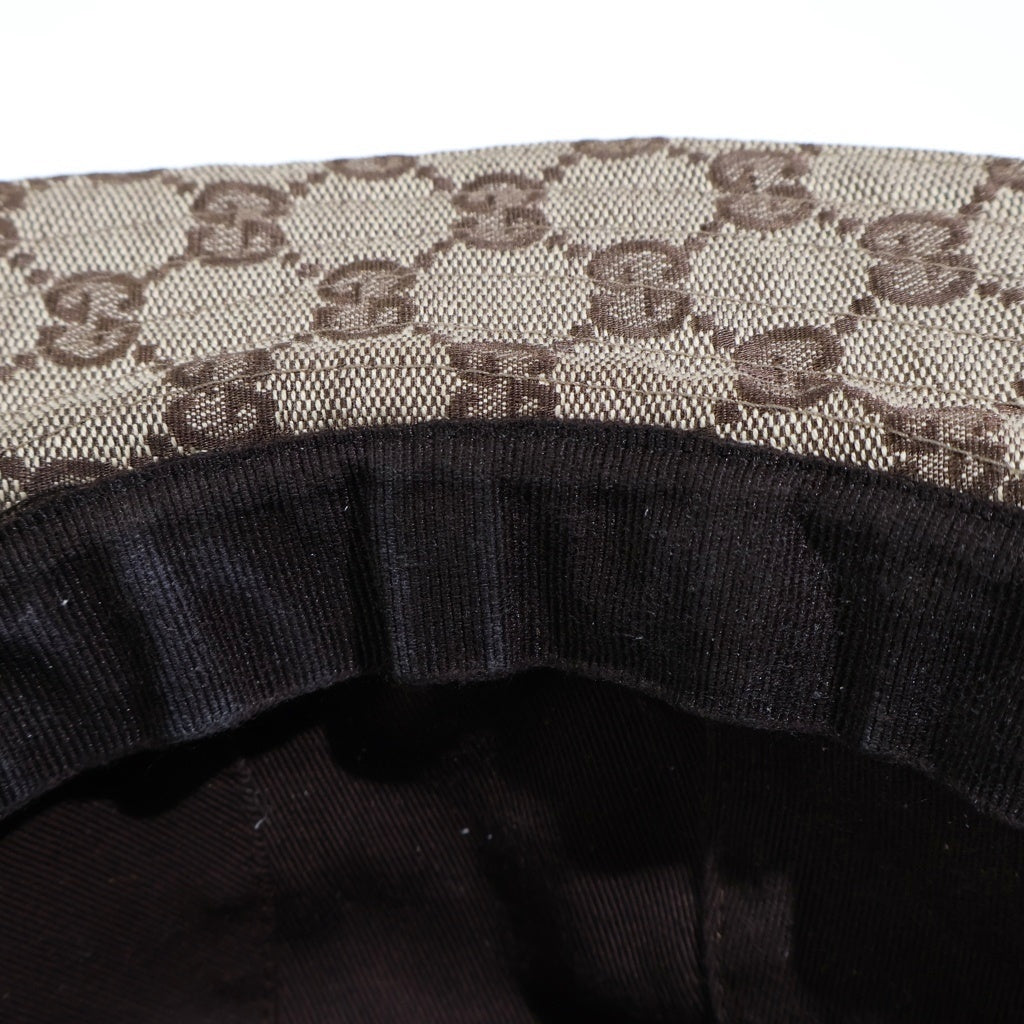 GUCCI(グッチ) GGキャンバス シェリーライン ポリエステル×コットン バケットハット バケハ 帽子 #XL ベージュ