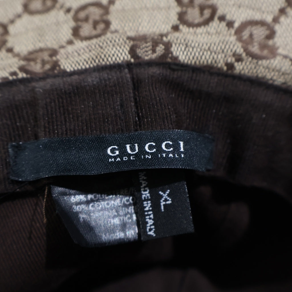 GUCCI(グッチ) GGキャンバス シェリーライン ポリエステル×コットン バケットハット バケハ 帽子 #XL ベージュ