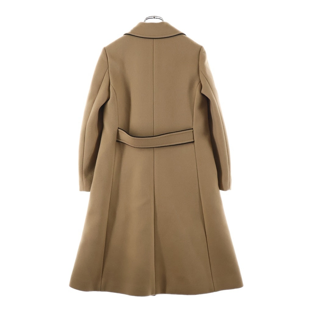 GUCCI(グッチ) 袖ロゴ シングルブレスト ウール ロングコート チェスターコート アウター #36 ブラウン 652015 ZAAL6 レディース