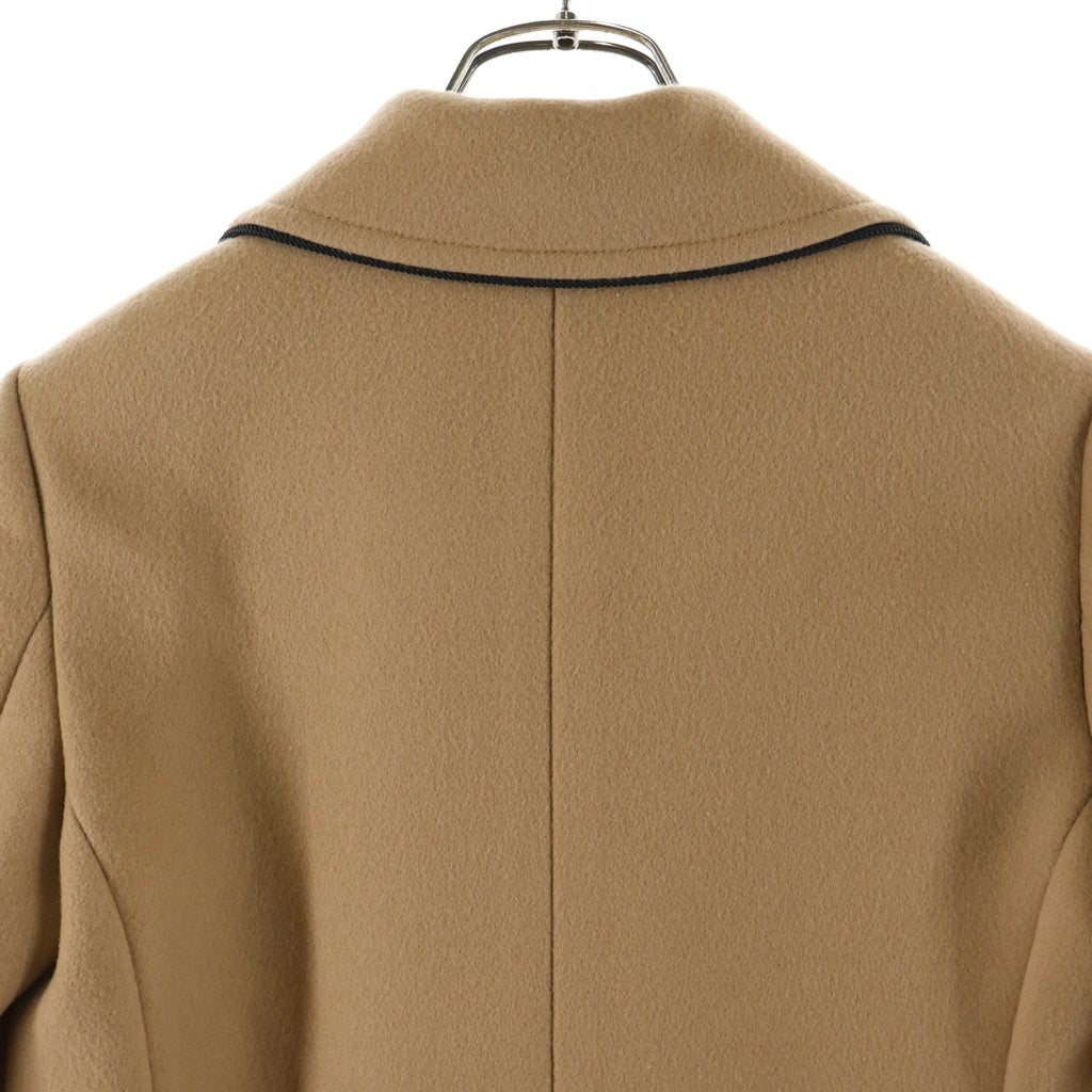 GUCCI(グッチ) 袖ロゴ シングルブレスト ウール ロングコート チェスターコート アウター #36 ブラウン 652015 ZAAL6 レディース