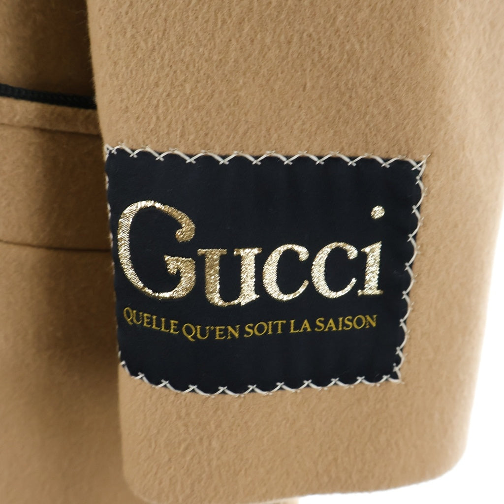 GUCCI(グッチ) 袖ロゴ シングルブレスト ウール ロングコート チェスターコート アウター #36 ブラウン 652015 ZAAL6 レディース