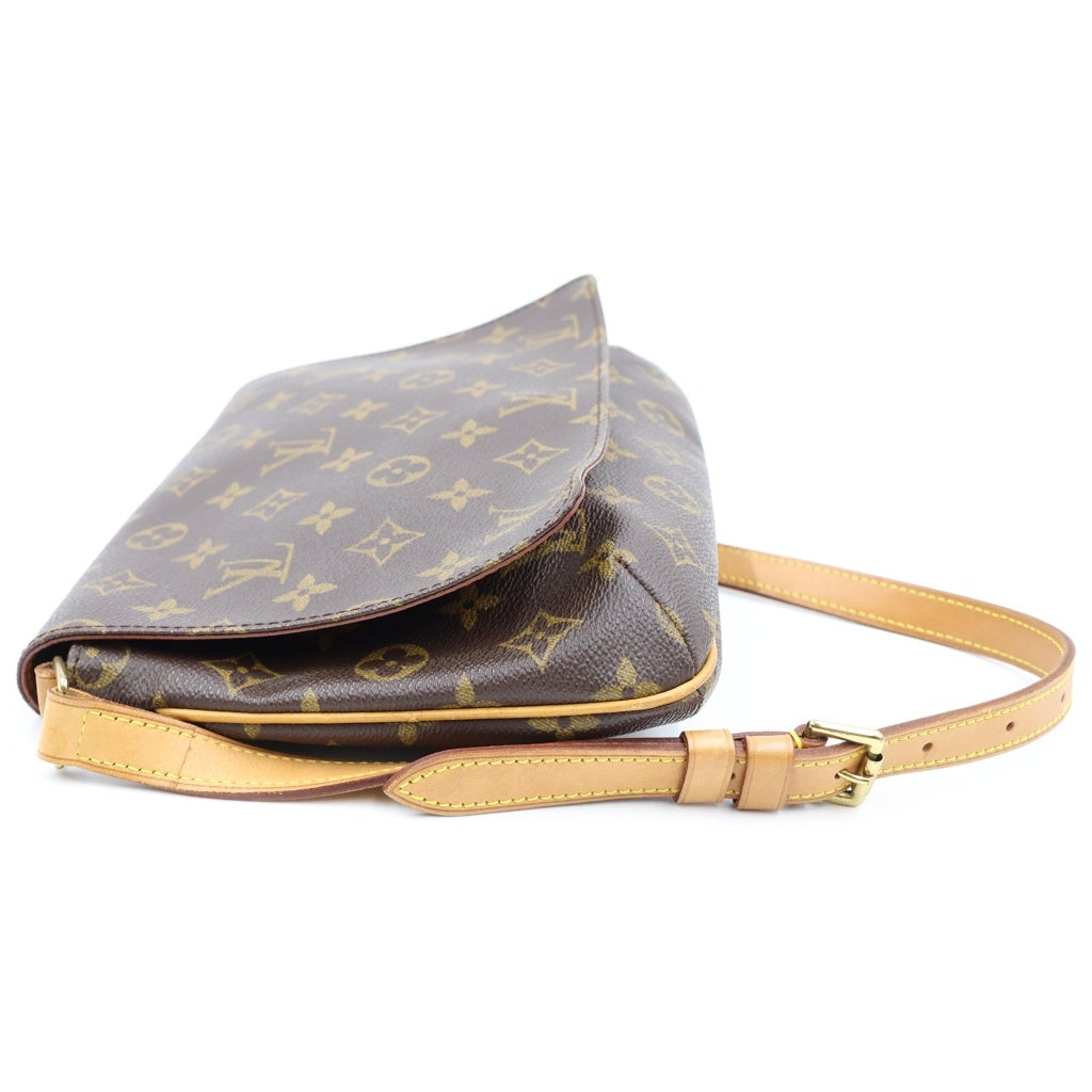 LOUIS VUITTON(ルイヴィトン) モノグラム ミュゼットタンゴ ショルダーバッグ ブラウン レザー×PVC M51388 ゴールド金具 レディース