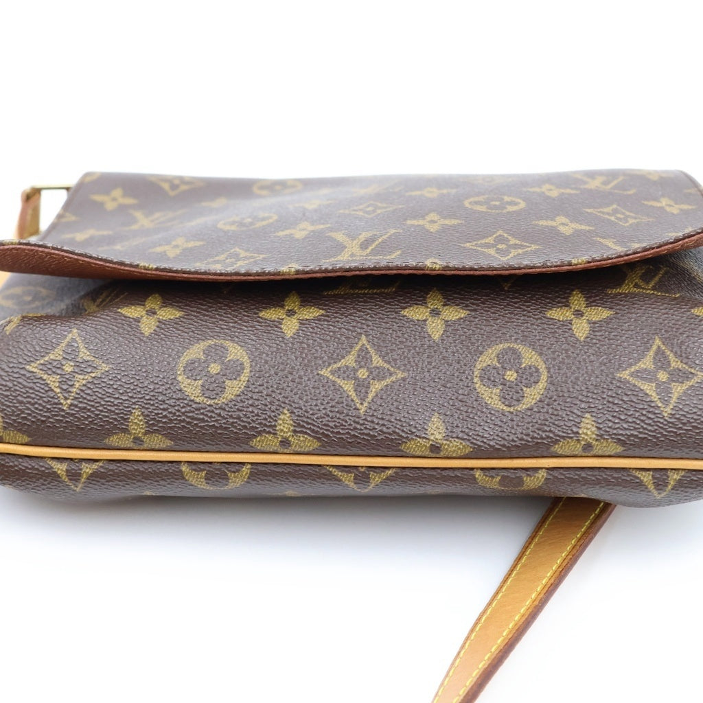 LOUIS VUITTON(ルイヴィトン) モノグラム ミュゼットタンゴ ショルダーバッグ ブラウン レザー×PVC M51388 ゴールド金具 レディース