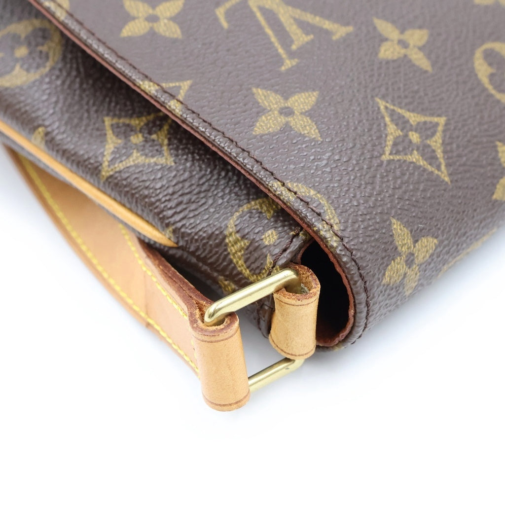 LOUIS VUITTON(ルイヴィトン) モノグラム ミュゼットタンゴ ショルダーバッグ ブラウン レザー×PVC M51388 ゴールド金具 レディース