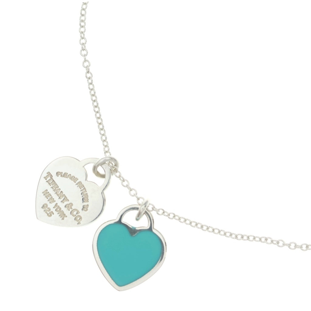 TIFFANY & Co.(ティファニー) リターントゥティファニー ミニダブルハートタグ ネックレス ペンダント チェーン ティファニーブルー×シルバー Ag925 レディース