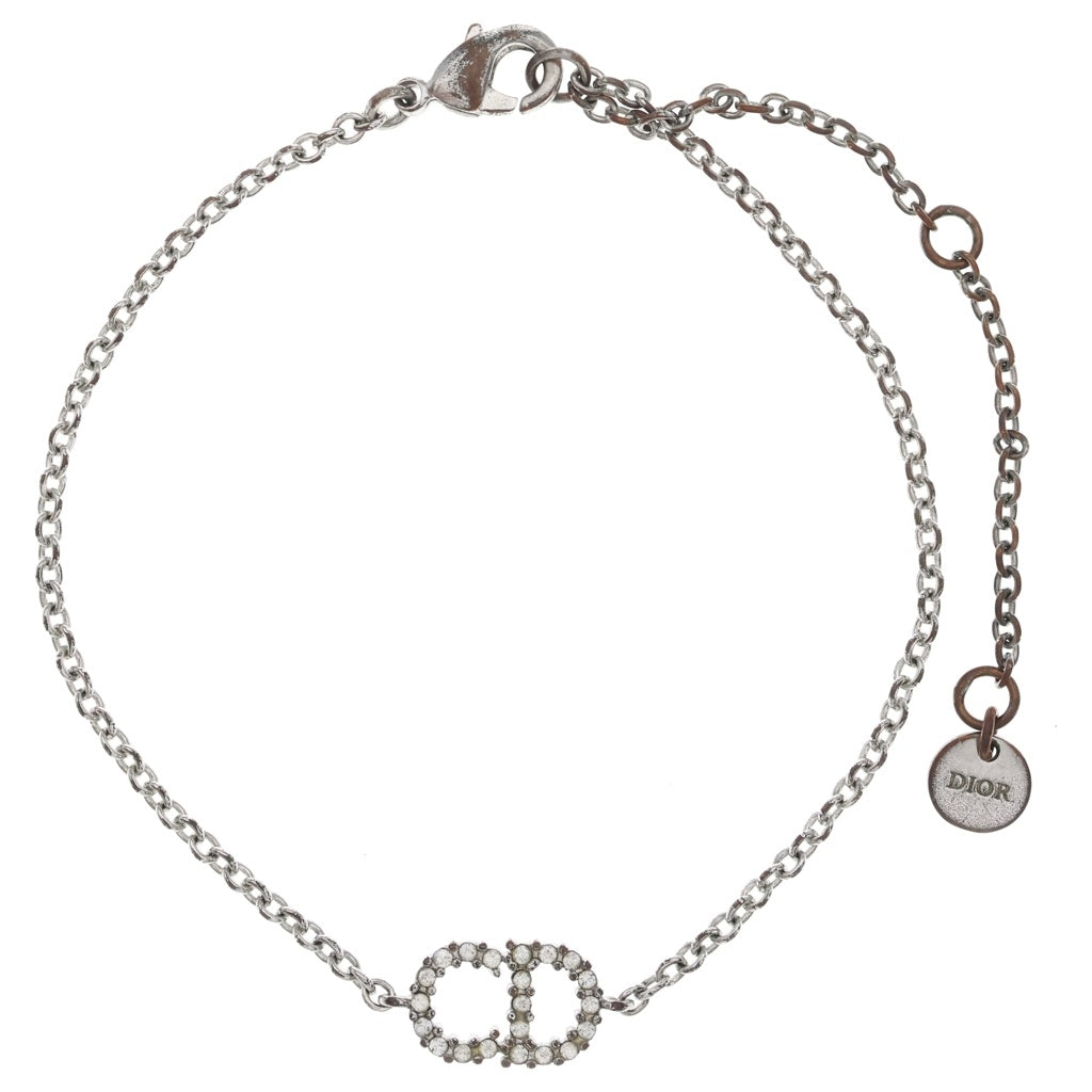 Christian Dior(クリスチャンディオール) CDロゴ ラインストーン ブレスレット シルバー チェーン レディース