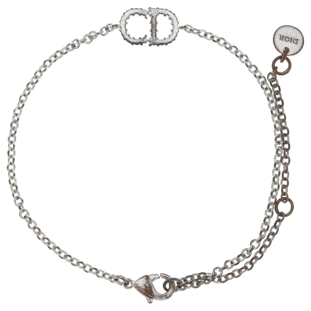 Christian Dior(クリスチャンディオール) CDロゴ ラインストーン ブレスレット シルバー チェーン レディース