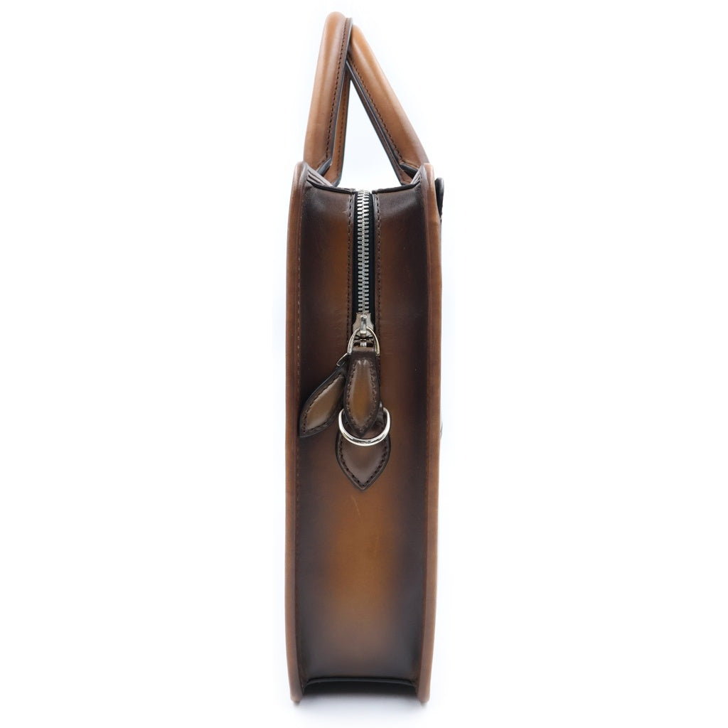 Berluti(ベルルッティ) カリグラフィー パッチワーク スクリット ビジネスバッグ ショルダーバッグ 2WAY ブラウン レザー 235685 レディース