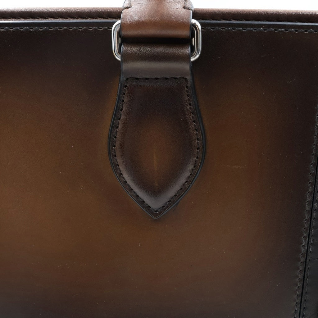 Berluti(ベルルッティ) カリグラフィー パッチワーク スクリット ビジネスバッグ ショルダーバッグ 2WAY ブラウン レザー 235685 レディース