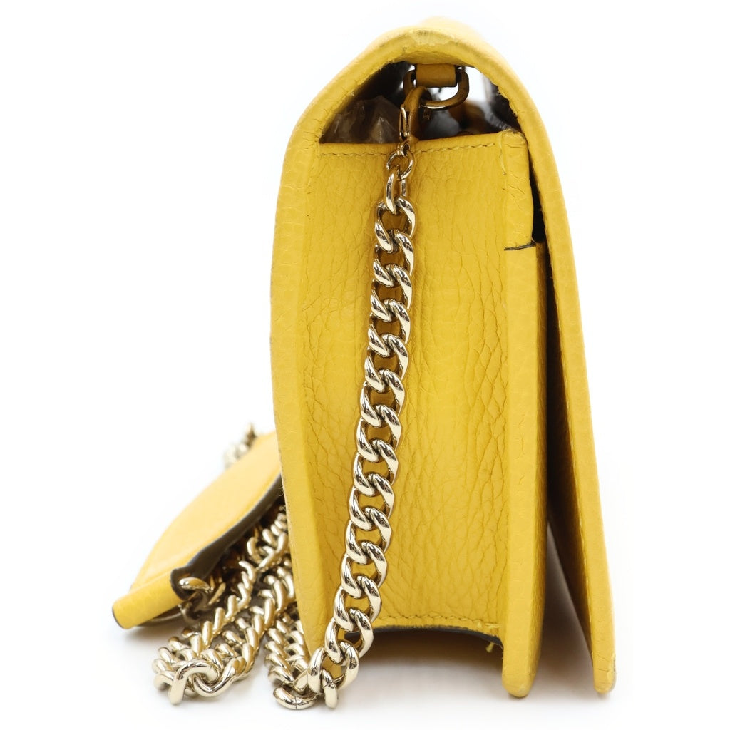 GUCCI(グッチ) ソーホー チェーンウォレット ショルダーバッグ イエロー レザー 598211 ゴールド金具 レディース