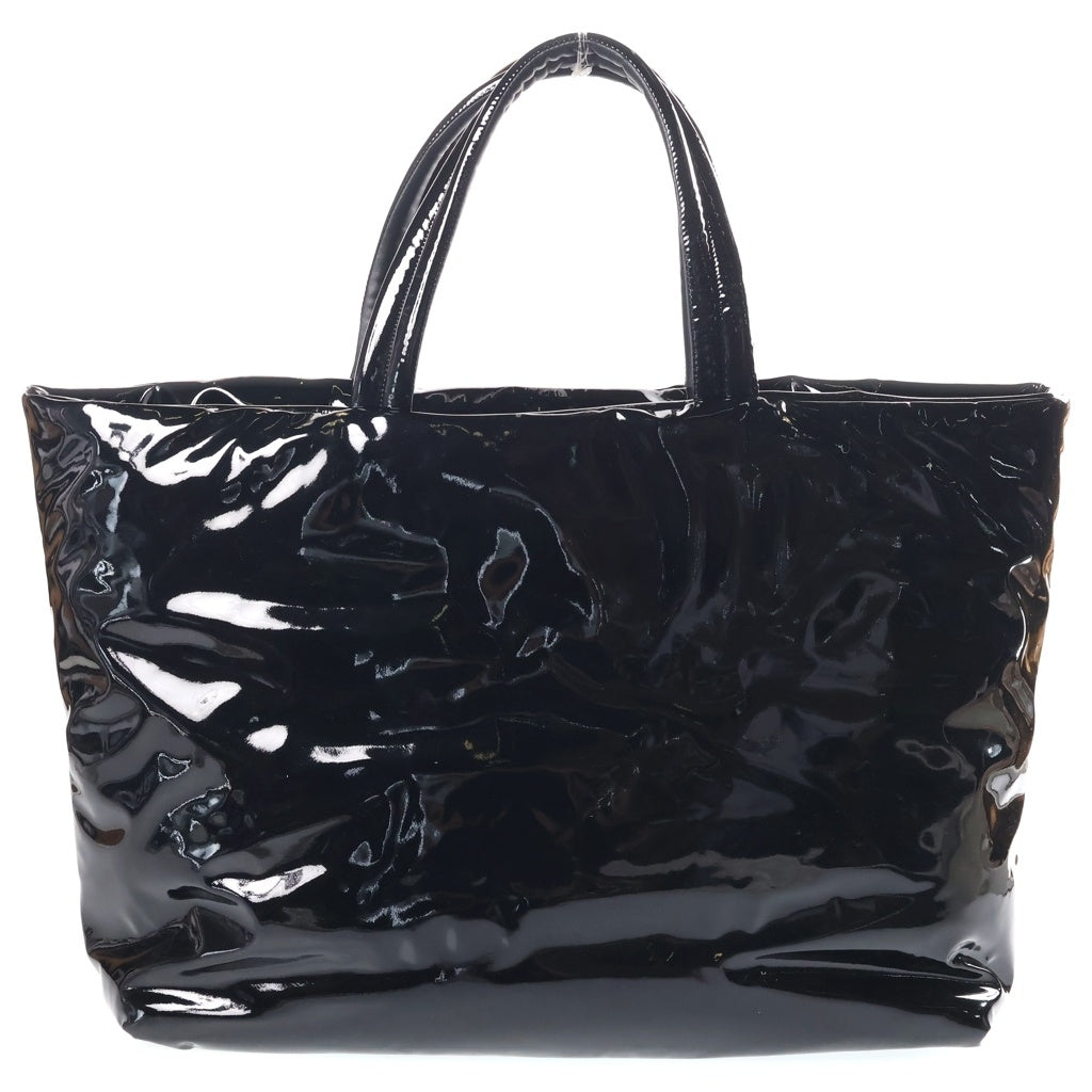 SAINT LAURENT PARIS(サンローランパリ) ロゴ パテント マキシトートバッグ ハンドバッグ ブラック エナメル 777487 レディース