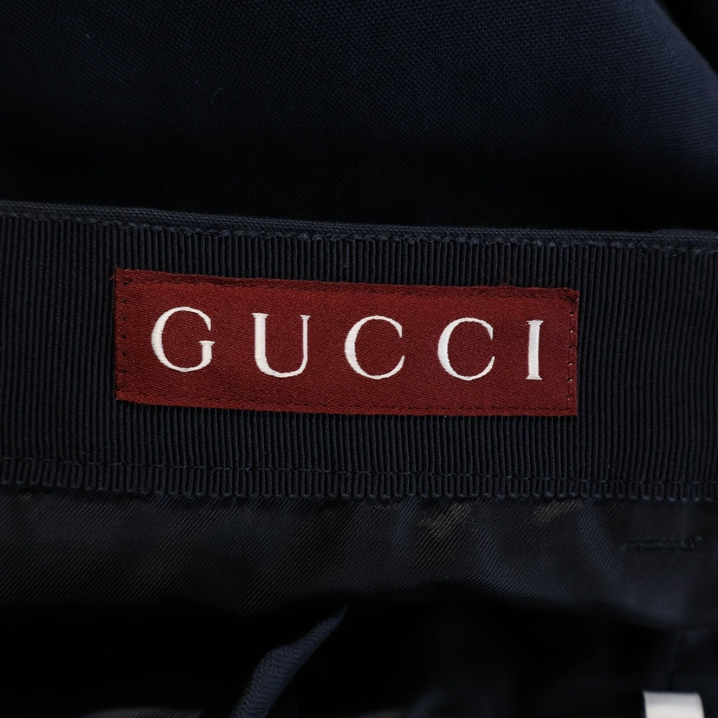 GUCCI(グッチ) ロゴ刺繍ストレートパンツ ネイビー 831828