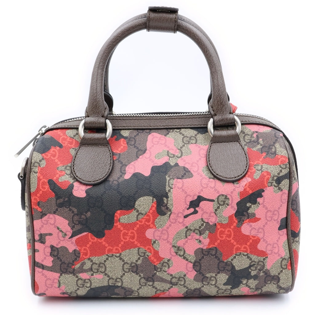 GUCCI(グッチ) GGカモフラージュ PVC レザー シルバー金具 2WAY ショルダーバッグ ハンドバッグ ミニボストンバッグ ピンク/ベージュ 854860 レディース