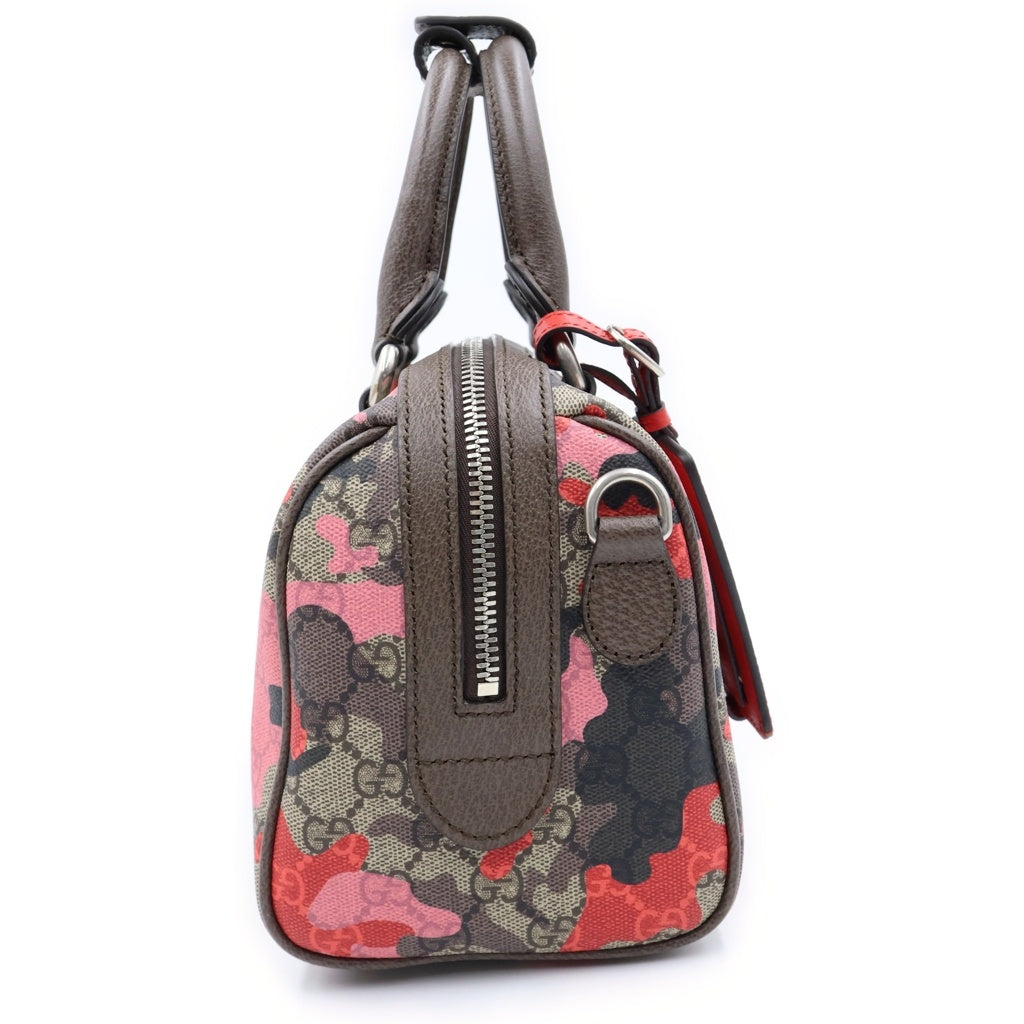 GUCCI(グッチ) GGカモフラージュ PVC レザー シルバー金具 2WAY ショルダーバッグ ハンドバッグ ミニボストンバッグ ピンク/ベージュ 854860 レディース