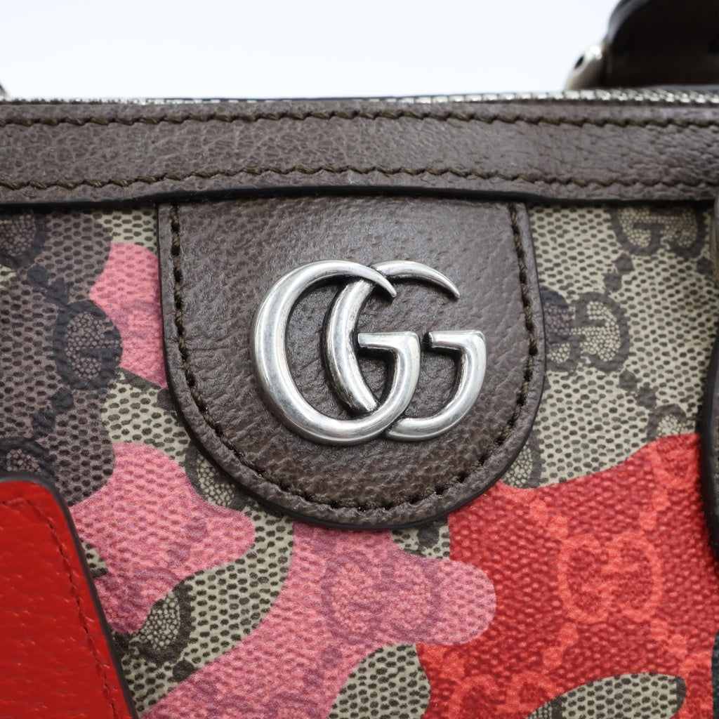 GUCCI(グッチ) GGカモフラージュ PVC レザー シルバー金具 2WAY ショルダーバッグ ハンドバッグ ミニボストンバッグ ピンク/ベージュ 854860 レディース