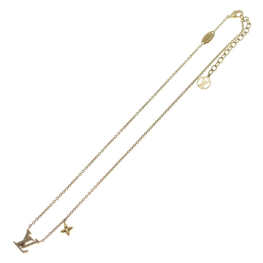 LOUIS VUITTON(ルイヴィトン) LVアイコニック ロゴラインストーン ネックレス ペンダント チェーン ゴールド M00596 レディース