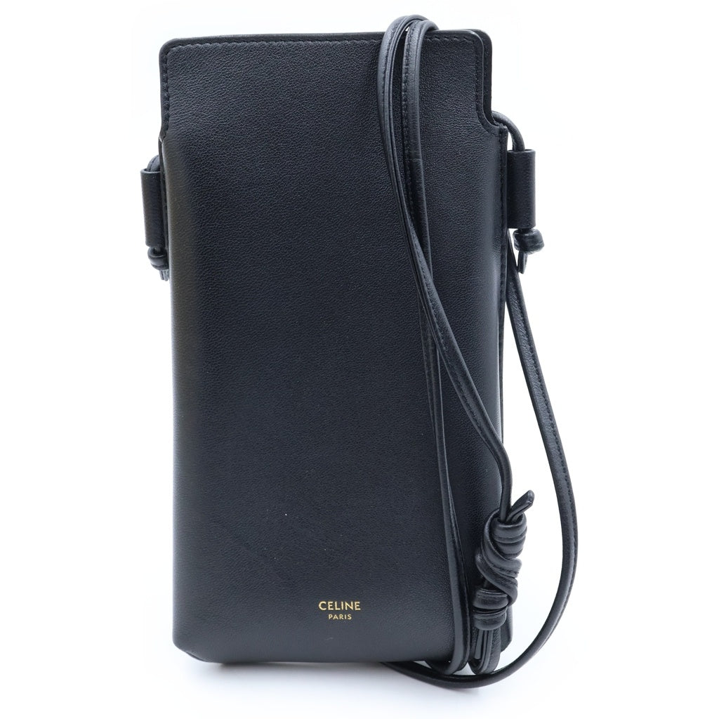 CELINE(セリーヌ) ロゴフォンポーチ ブラック ラムスキン 10G333 レディース