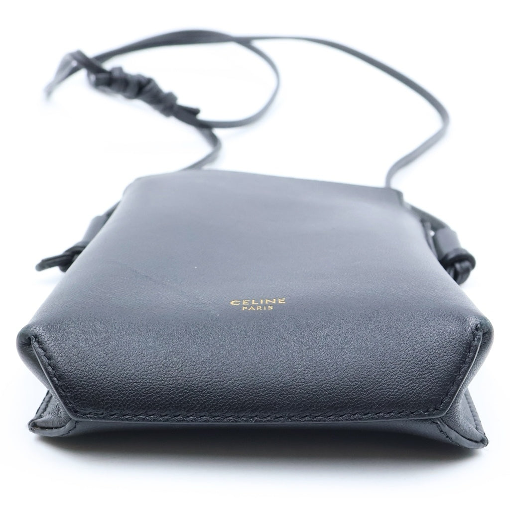 CELINE(セリーヌ) ロゴフォンポーチ ブラック ラムスキン 10G333 レディース