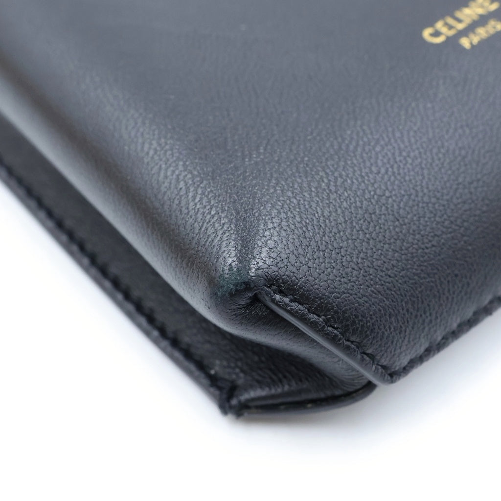 CELINE(セリーヌ) ロゴフォンポーチ ブラック ラムスキン 10G333 レディース