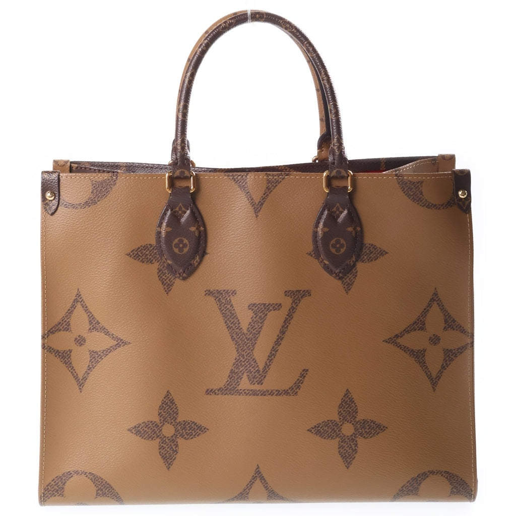 LOUIS VUITTON(ルイヴィトン) モノグラムリバース オンザゴーMM ハンドバッグ トートバッグ ブラウン レザー M45321 ゴールド金具 レディース