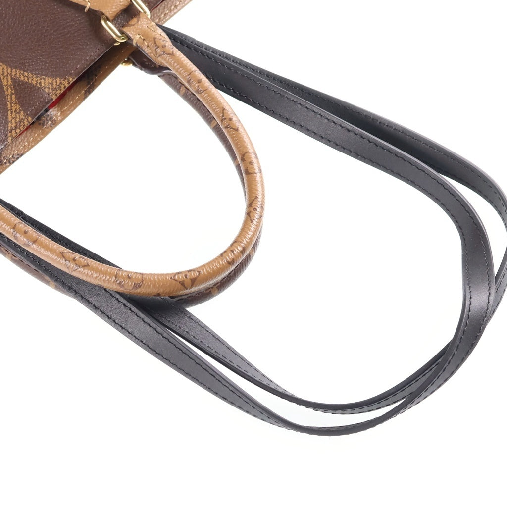 LOUIS VUITTON(ルイヴィトン) モノグラムリバース オンザゴーMM ハンドバッグ トートバッグ ブラウン レザー M45321 ゴールド金具 レディース