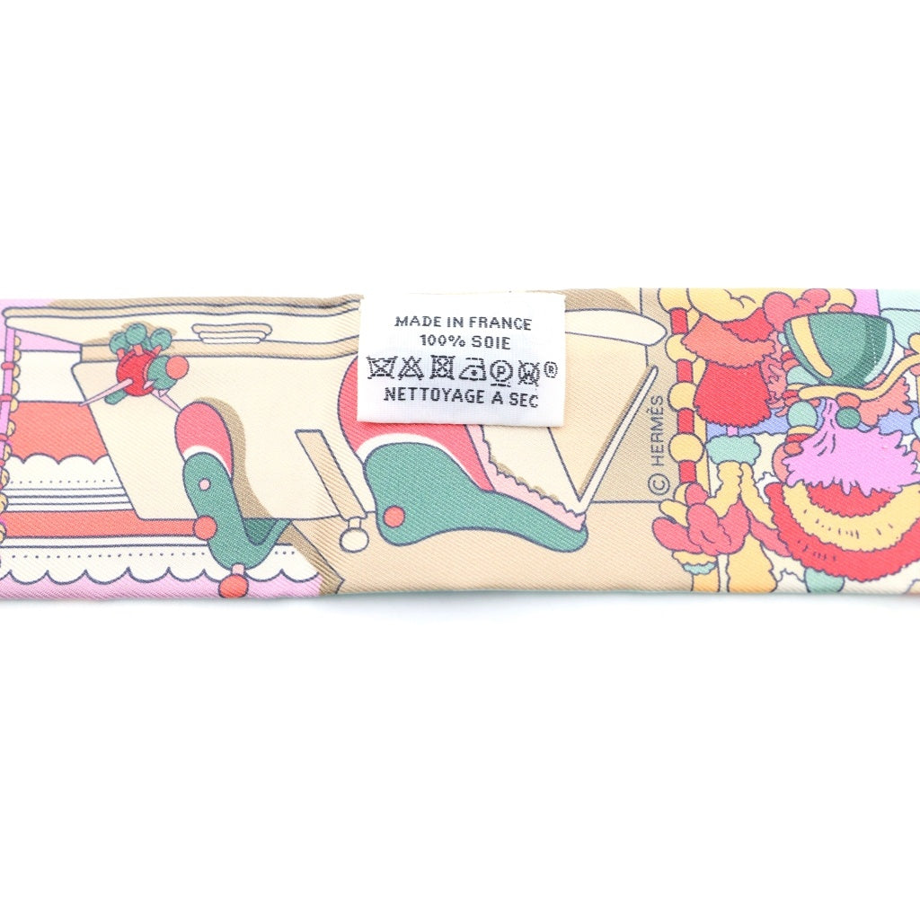 HERMES(エルメス) ツイリー ポニーピット ストップ スカーフ シルク ホワイト/マルチカラー レディース
