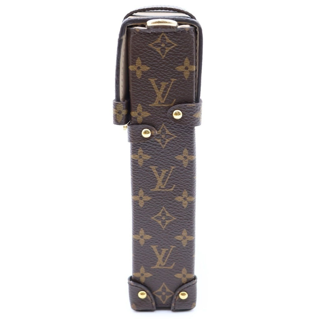 LOUIS VUITTON(ルイヴィトン) モノグラム リバース ポシェット トランク ヴェルティカル ショルダーバッグ ミニバッグ フォンケース ブラウン レザー M67873 ゴールド金具 レディース