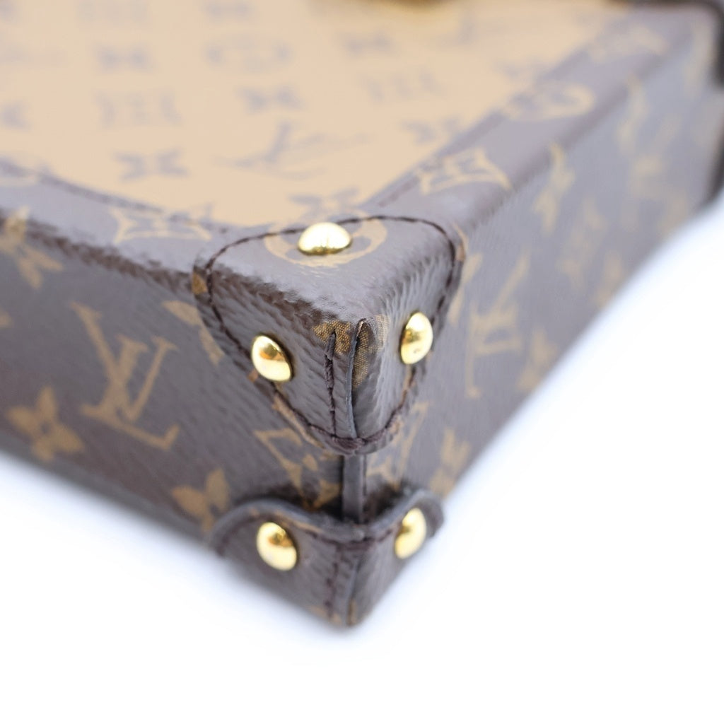 LOUIS VUITTON(ルイヴィトン) モノグラム リバース ポシェット トランク ヴェルティカル ショルダーバッグ ミニバッグ フォンケース ブラウン レザー M67873 ゴールド金具 レディース