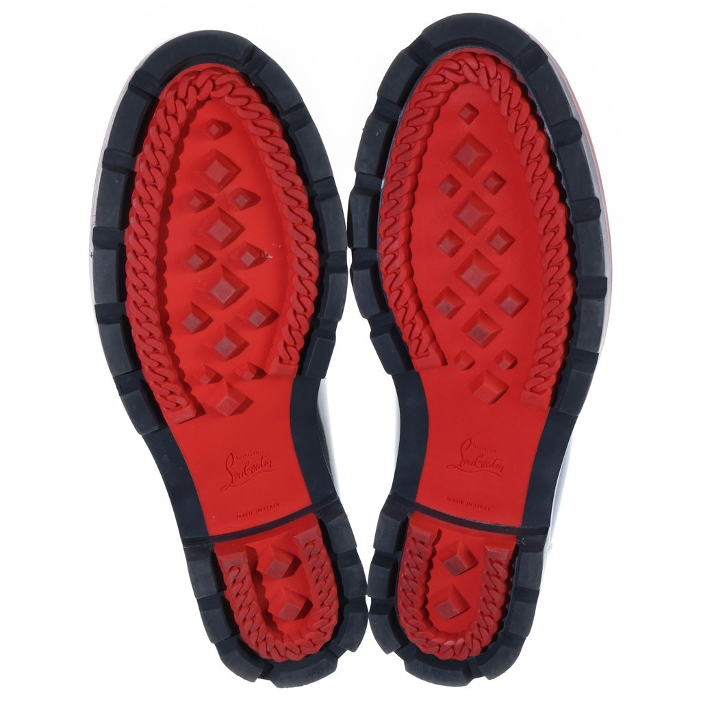 CHRISTIAN LOUBOUTIN(クリスチャンルブタン) コルクフリンジ パテント コンビレザー ローカットシューズ ローファー グリーン/ホワイト