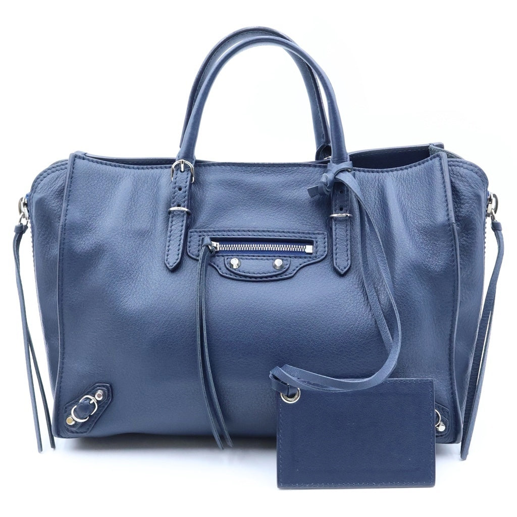 BALENCIAGA(バレンシアガ) ペーパーミニ 2WAY ハンド ショルダーバッグ レザー ブルー 370926 レディース