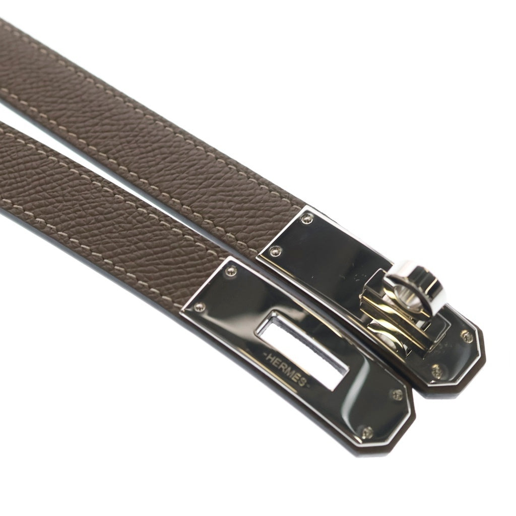 HERMES(エルメス) ケリー ベルト グレージュ エトゥープ エプソン シルバー金具 レディース