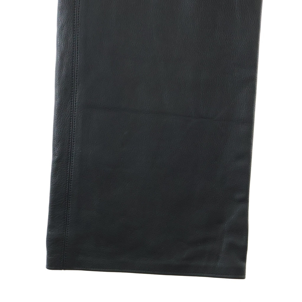 CHROME HEARTS(クロムハーツ) LTHR PANTS フレアニー クロスボールボタンフライ レザーパンツ ブラック
