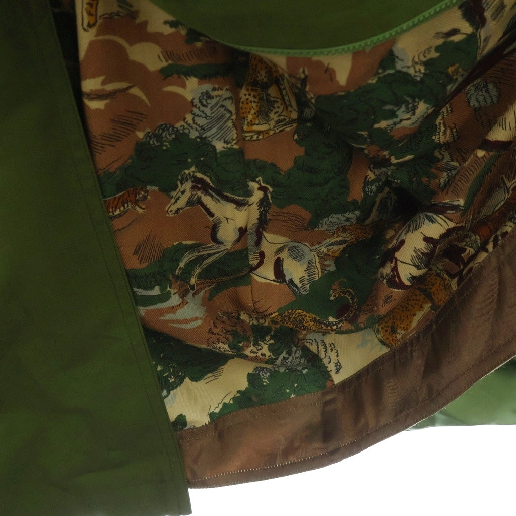 GUCCI(グッチ) Nylon Jacket with Feline Print ラインプリント トレンチコート ロングコート カーキ