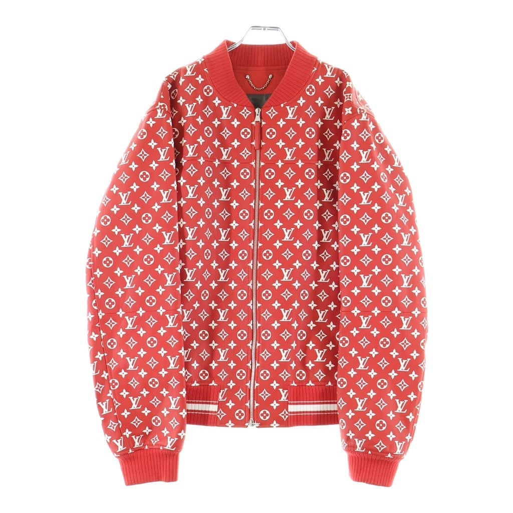 SUPREME(シュプリーム) 17AW ×LOUIS VUITTON Leather Baseball Jacket HDL90ED0S ×ルイヴィトン モノグラム レザー ボンバージャケット レッド