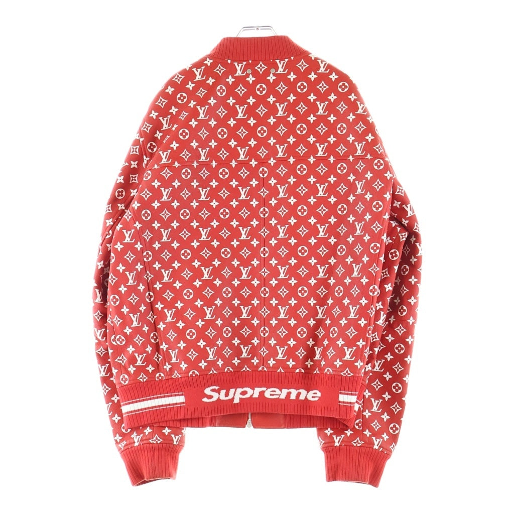 SUPREME(シュプリーム) 17AW ×LOUIS VUITTON Leather Baseball Jacket HDL90ED0S ×ルイヴィトン モノグラム レザー ボンバージャケット レッド