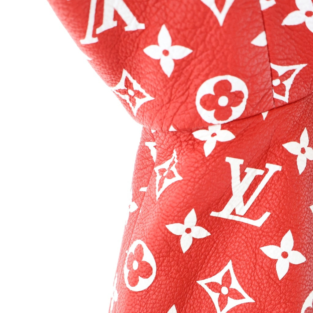 SUPREME(シュプリーム) 17AW ×LOUIS VUITTON Leather Baseball Jacket HDL90ED0S ×ルイヴィトン モノグラム レザー ボンバージャケット レッド