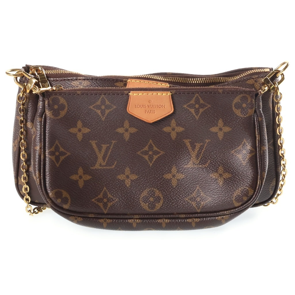 LOUIS VUITTON(ルイヴィトン) モノグラム ミュルティ・ポシェットアクセソワール ショルダーバッグ ブラウン レザー×PVC M44813 ゴールド金具 レディース
