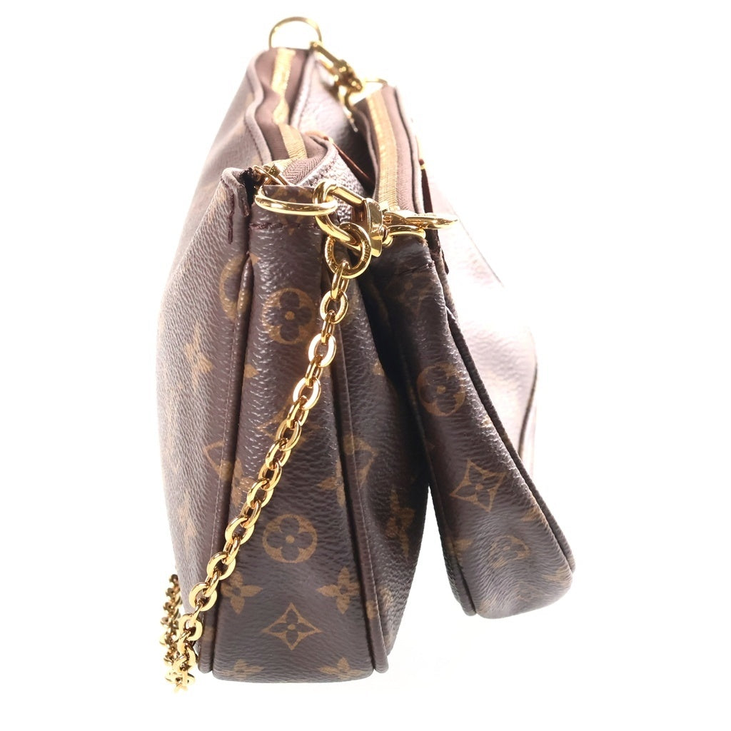 LOUIS VUITTON(ルイヴィトン) モノグラム ミュルティ・ポシェットアクセソワール ショルダーバッグ ブラウン レザー×PVC M44813 ゴールド金具 レディース