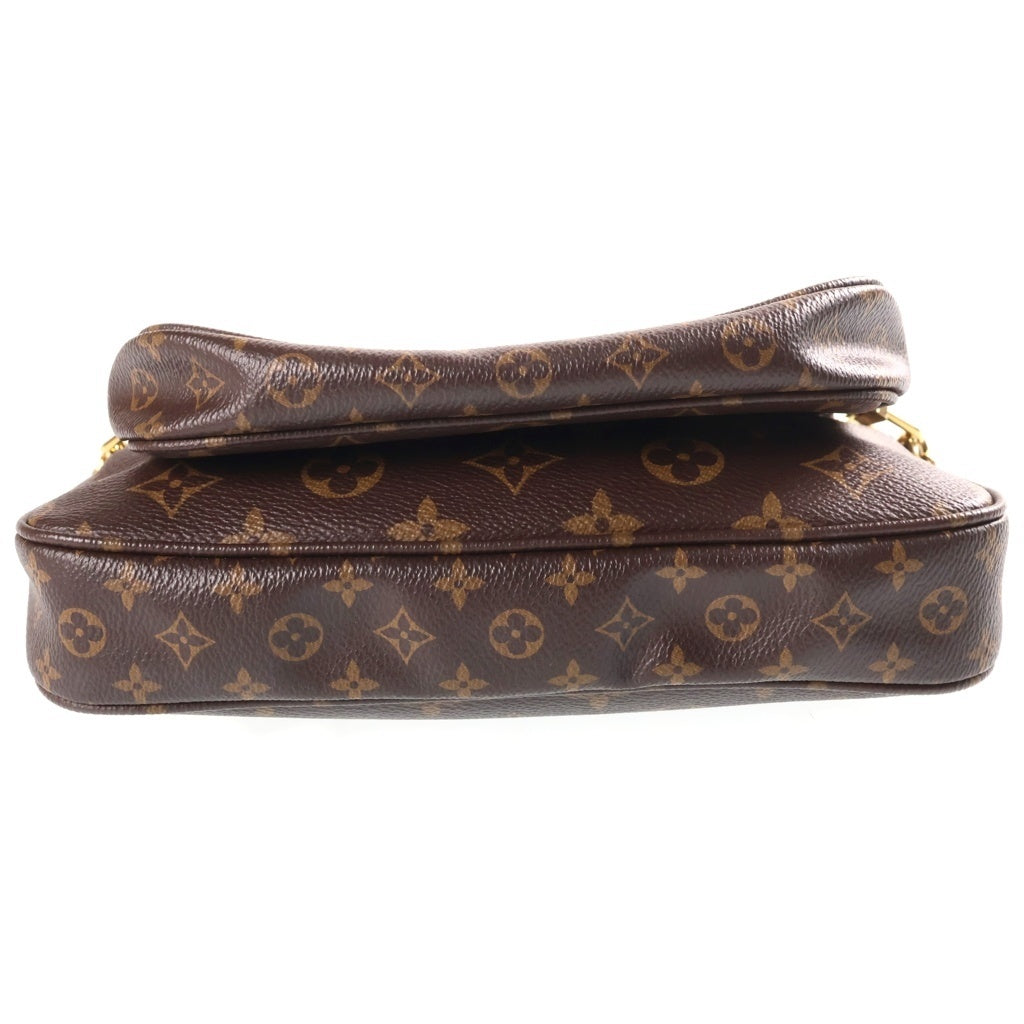 LOUIS VUITTON(ルイヴィトン) モノグラム ミュルティ・ポシェットアクセソワール ショルダーバッグ ブラウン レザー×PVC M44813 ゴールド金具 レディース