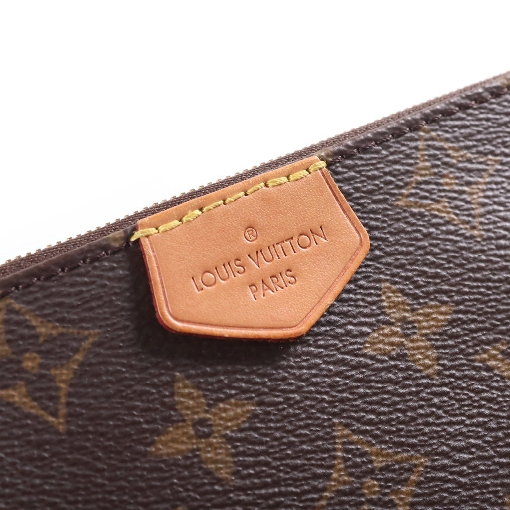 LOUIS VUITTON(ルイヴィトン) モノグラム ミュルティ・ポシェットアクセソワール ショルダーバッグ ブラウン レザー×PVC M44813 ゴールド金具 レディース