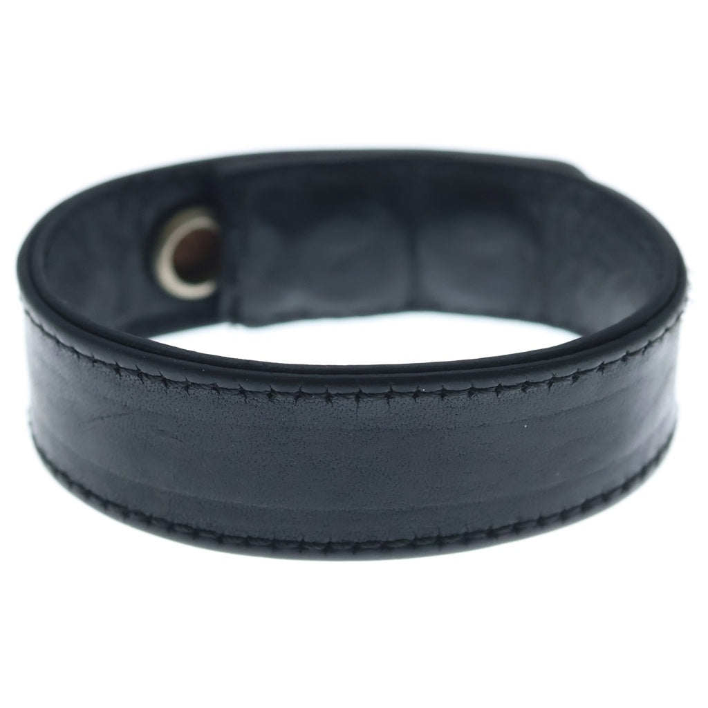 CHROME HEARTS(クロムハーツ) 3BTN 2SNP クロスボール 3ボタン2スナップ レザーブレスレット ブラック/シルバー BCA123