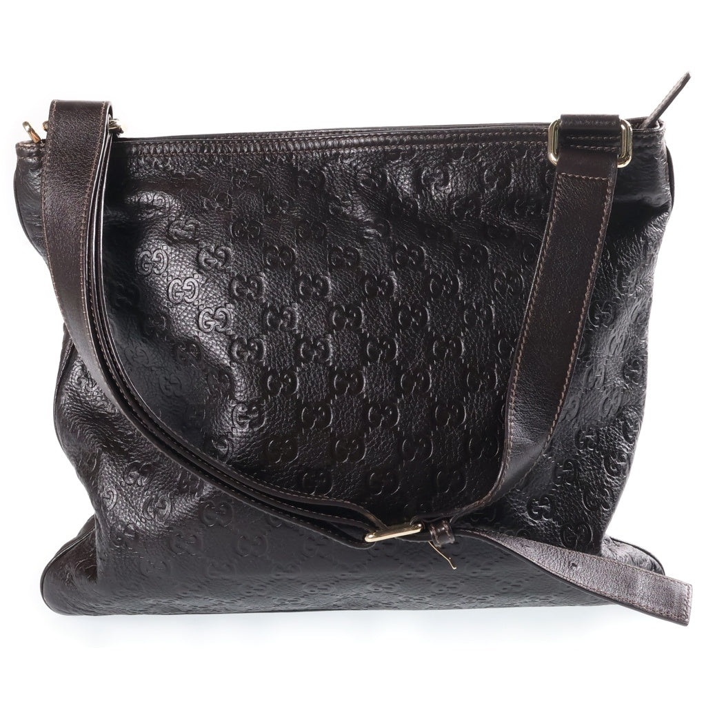 GUCCI(グッチ) グッチシマ ショルダーバッグ トートバッグ ダークブラウン レザー 201446 ゴールド金具 レディース