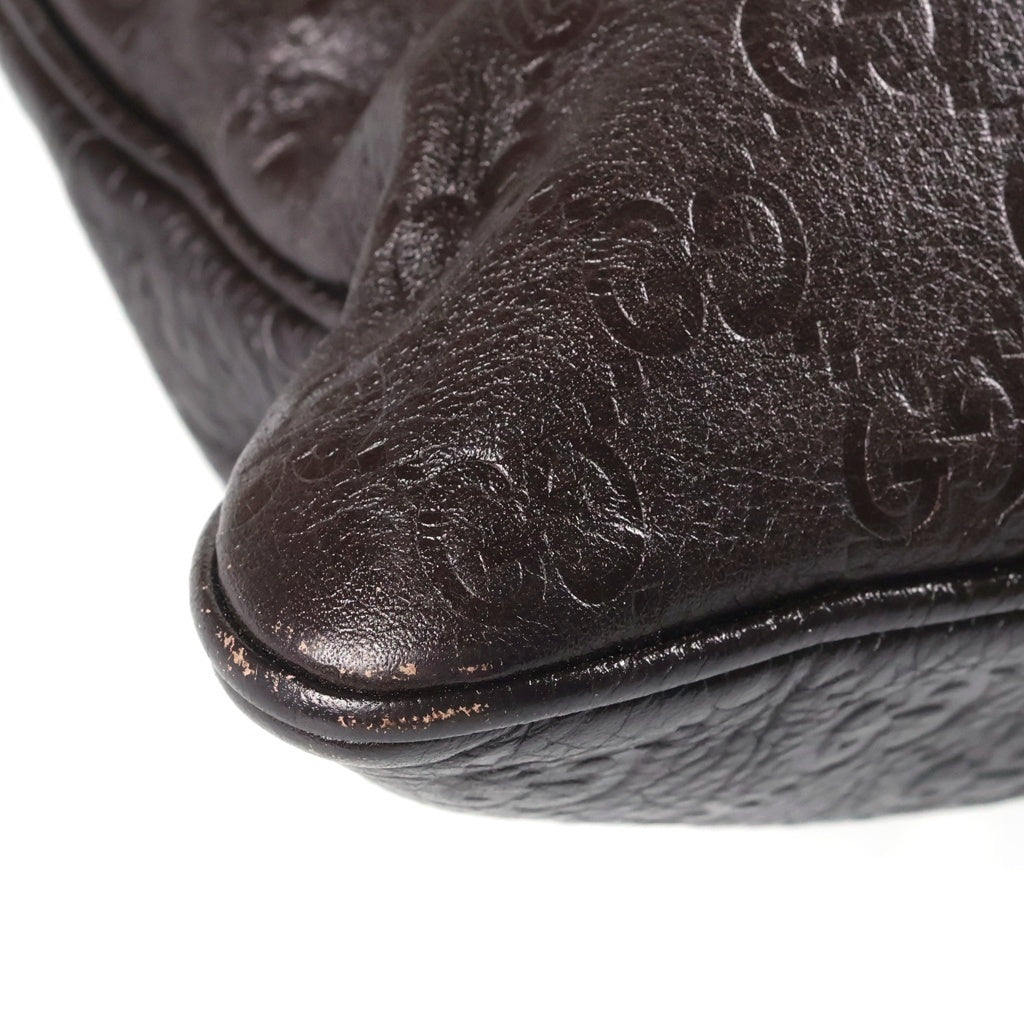 GUCCI(グッチ) グッチシマ ショルダーバッグ トートバッグ ダークブラウン レザー 201446 ゴールド金具 レディース