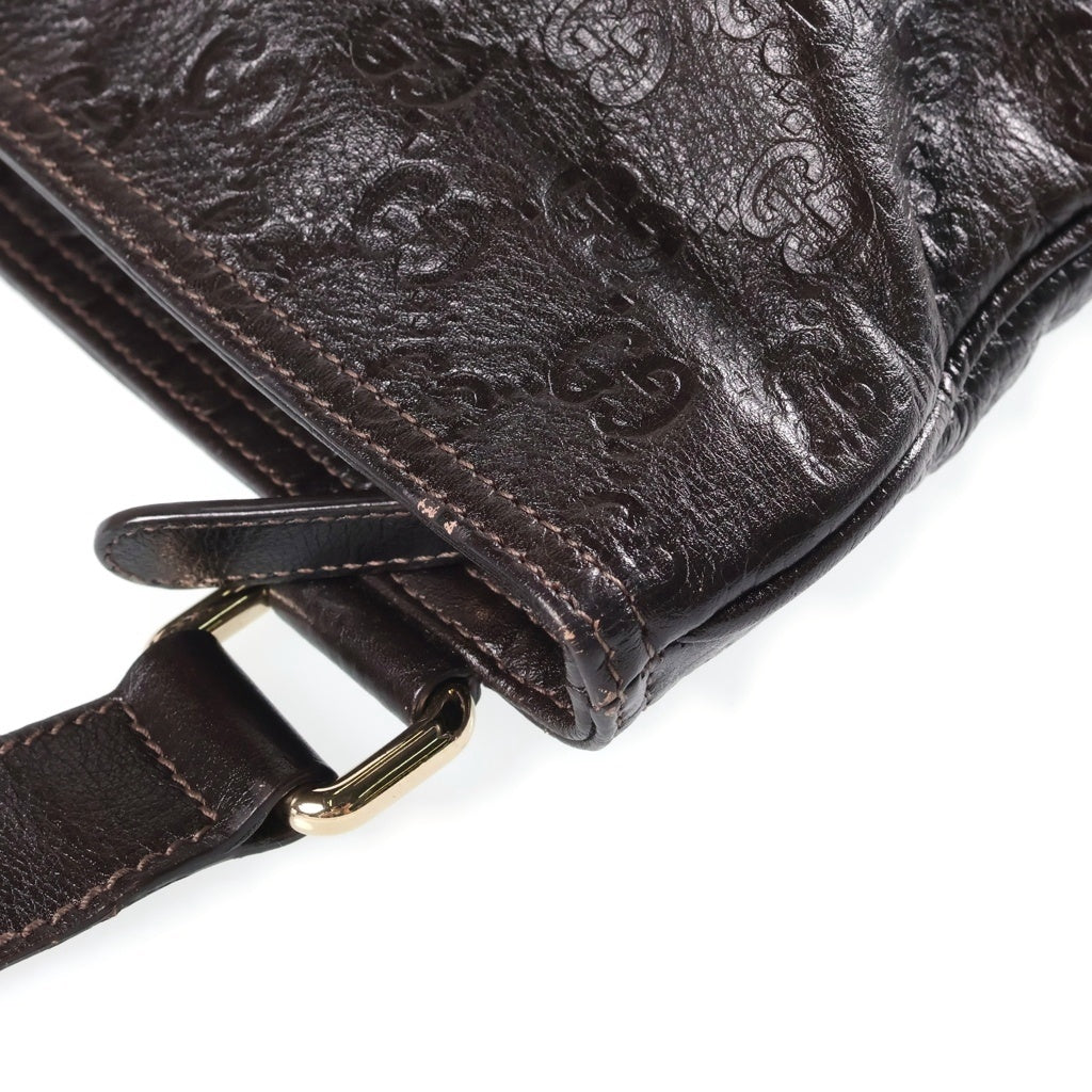 GUCCI(グッチ) グッチシマ ショルダーバッグ トートバッグ ダークブラウン レザー 201446 ゴールド金具 レディース