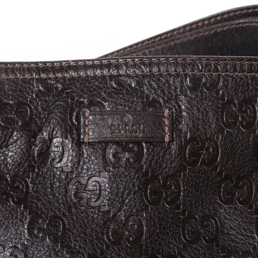 GUCCI(グッチ) グッチシマ ショルダーバッグ トートバッグ ダークブラウン レザー 201446 ゴールド金具 レディース